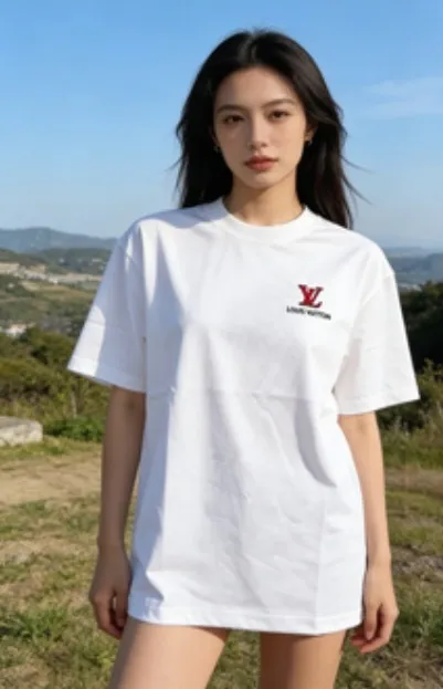 Louis Vuitton/Louis Vuitton 26ss embroidered presbyopic letter short sleeves